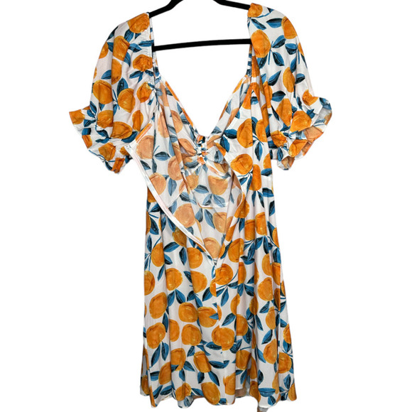Shein Oranges Fruit Baby Doll Adjustable Rouched Bodice Peasant Dress Size 4X - Picture 3 of 5